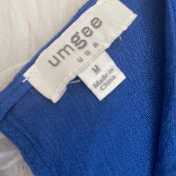 Umgee Lace Up Royal Blue Boho Tunic Top Medium - Picture 7 of 10